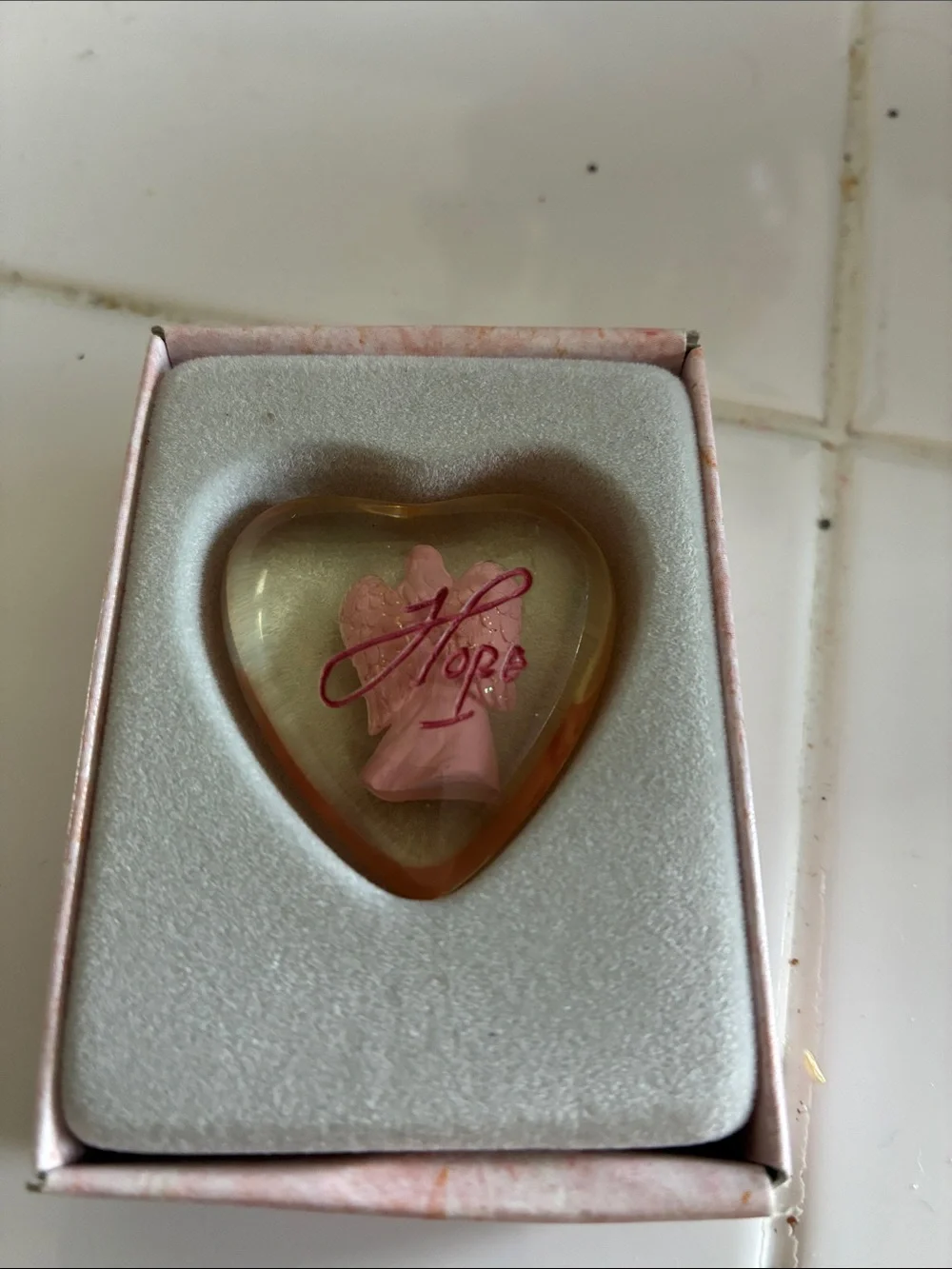Heart Angel Resin plus a second angel Paperweight - Pink